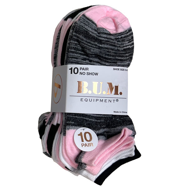 B.U.M. EQUIPMENT® LADIES10 PAIR NO SHOW SOCKS SIZE 9-11