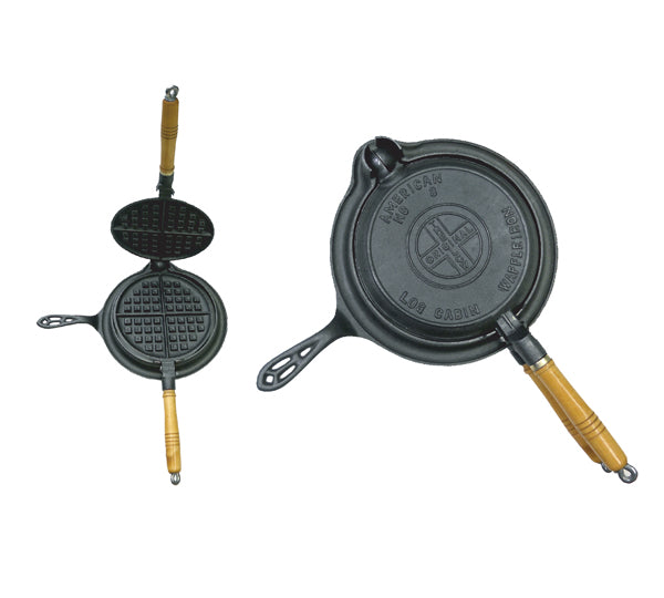 LOG CABIN CAST IRON WAFFLE MAKER