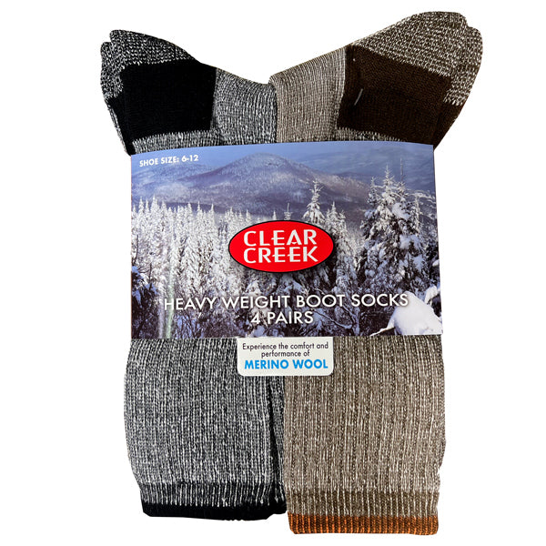 CLEAR CREEK® HEAVY WEIGHT BOOT SOCKS 4 PAIR PACK