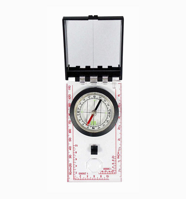MAP COMPASS WITH SIGHTING MIRROR AND GLOWING MARKERS