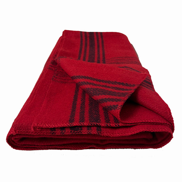FOX OUTDOOR PRODUCTS® NAVY-STRIPED RED 70% WOOL BLANKET