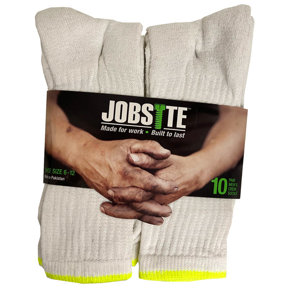 JOBSITE 10 PAIR MENS WORK CREW SOCKS