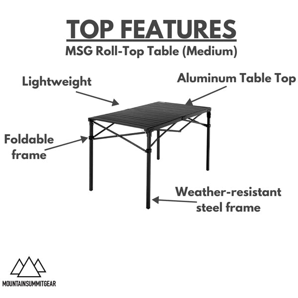 MOUNTAINSUMMTGEAR® HEAVY DUTY ROLL TOP TABLES