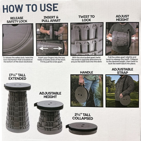 SE® PORTABLE COLLAPSIBLE STOOL