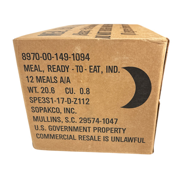 SOPAKCO CASE: 12 PACKS OF MRE (MEAL READY TO EAT)