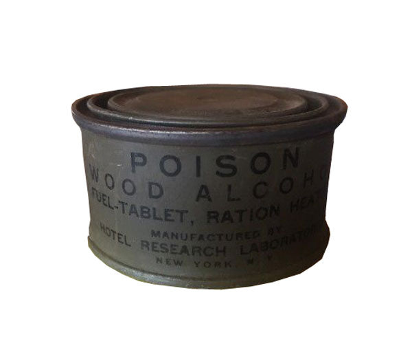 SURPLUS WWII US ARMY WOOD ALCOHOL FUEL TABLET- RATION HEATING CAN