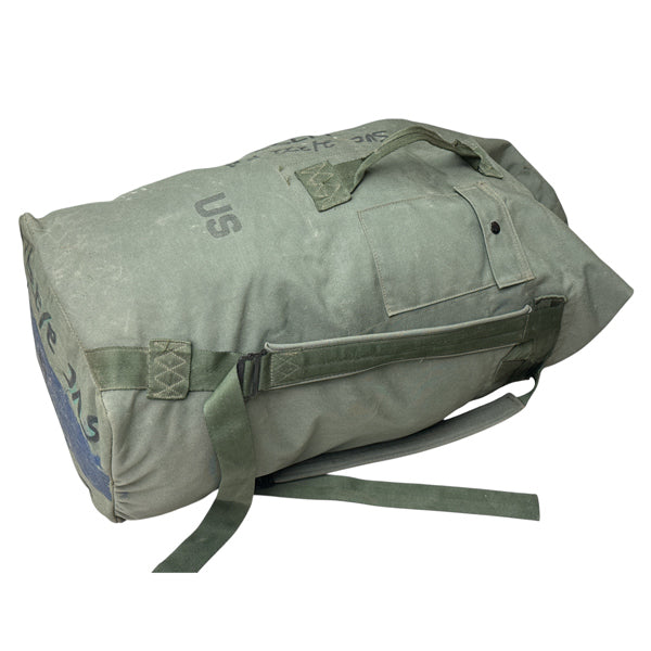 US GI SURPLUS USED OD NYLON DUFFEL BAG WITH DUBLE STRAPS