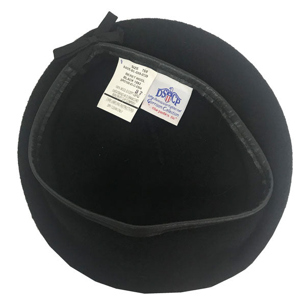 US MILITARY SURPLUS WOOL BLACK BERET WITHOUT FLASH