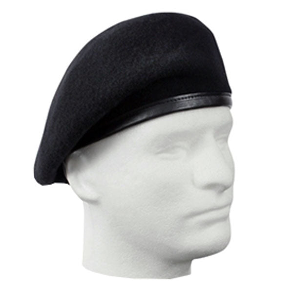 US MILITARY SURPLUS WOOL BLACK BERET WITHOUT FLASH