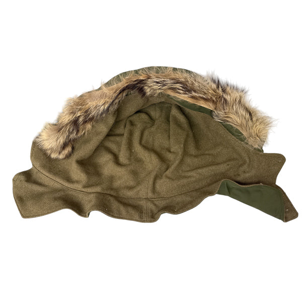 US SURPLUS COLD WEATHER RACOON FUR WOOL LINED HOOD
