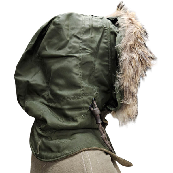 US SURPLUS COLD WEATHER RACOON FUR WOOL LINED HOOD