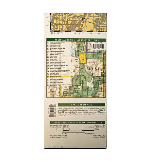 NATIONAL GEOGRAPHIC WASATCH FRONT NORTH UTAH TRAIL MAP #709