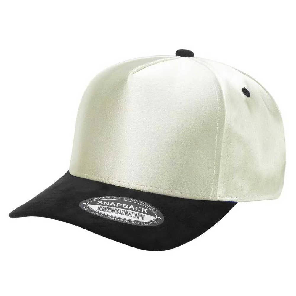 Satin Snapback Cap with Suede Bill