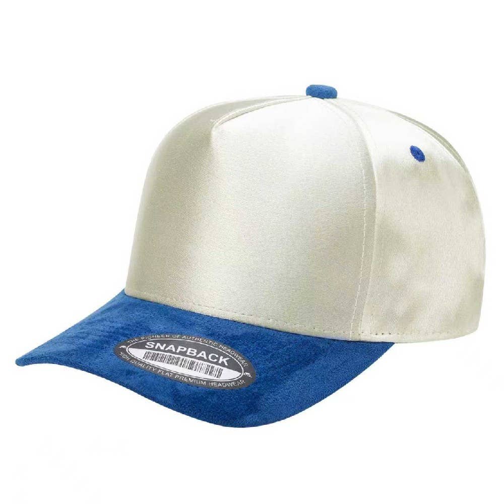 Satin Snapback Cap with Suede Bill