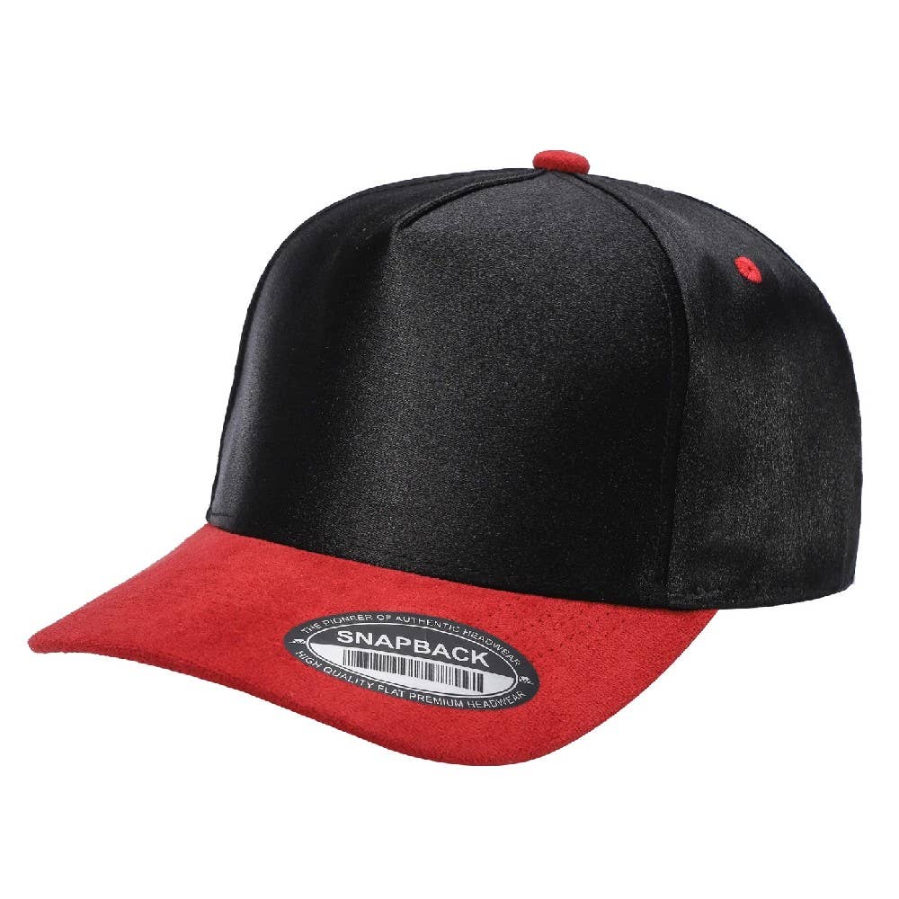 Satin Snapback Cap with Suede Bill