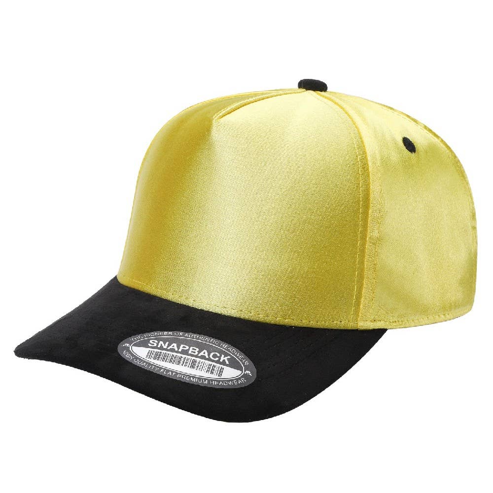 Satin Snapback Cap with Suede Bill