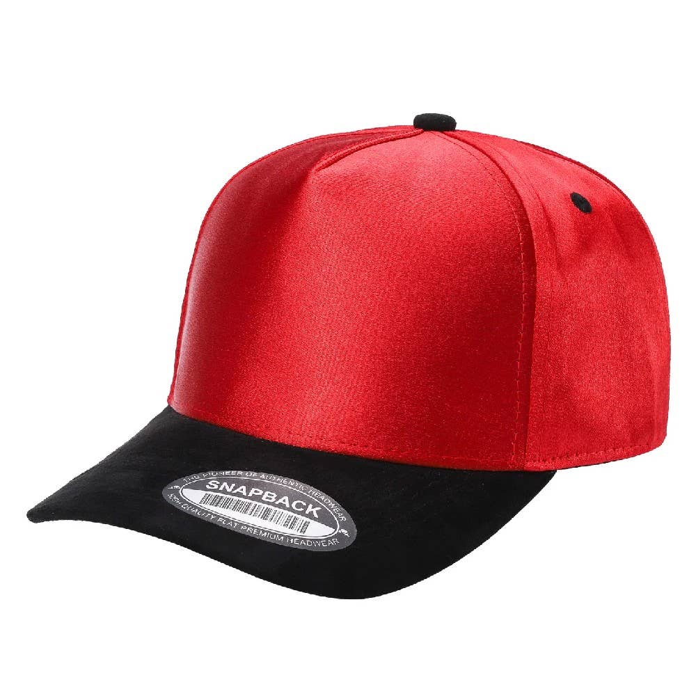 Satin Snapback Cap with Suede Bill