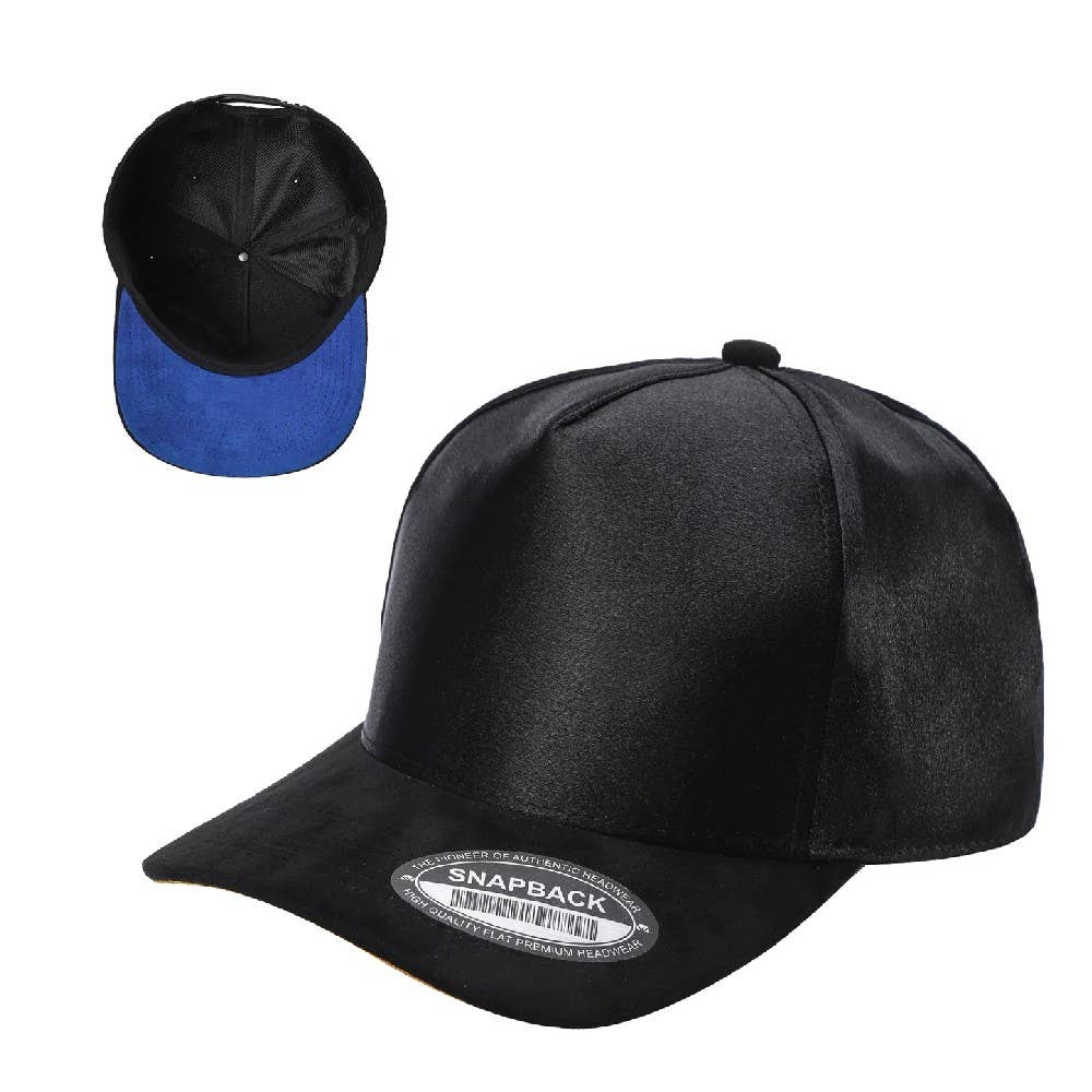 Satin Snapback Cap with Suede Bill