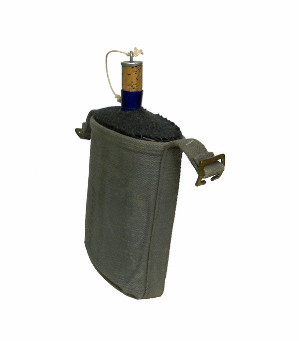 BRITISH SURPLUS WWII STYLE CANTEEN WITH WOOL COVER & COTTON CANVAS CARRIER