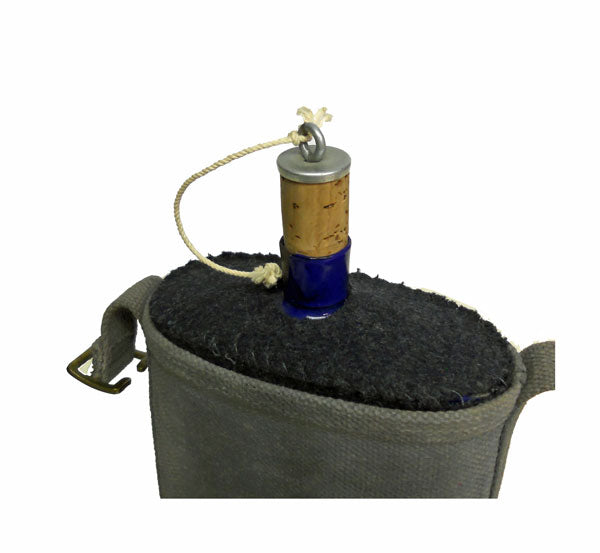 BRITISH SURPLUS WWII STYLE CANTEEN WITH WOOL COVER & COTTON CANVAS CARRIER