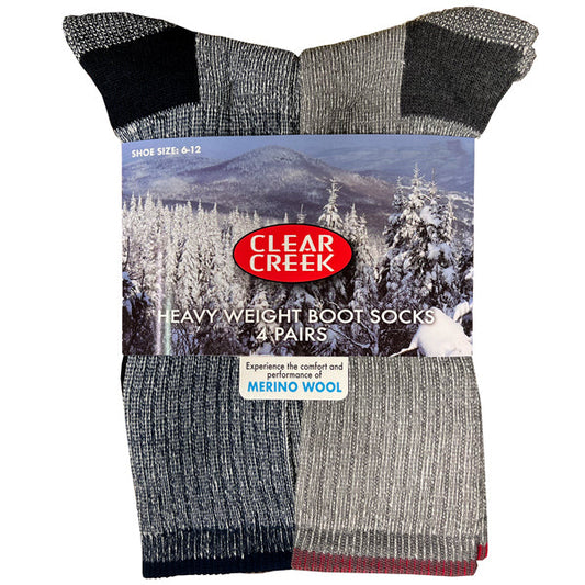 CLEAR CREEK® HEAVY WEIGHT BOOT SOCKS 4 PAIR PACK
