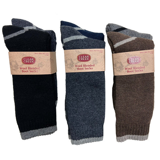 CLEAR CREEK® MENS 2PACK WOOL BLEND BOOT SOCKS