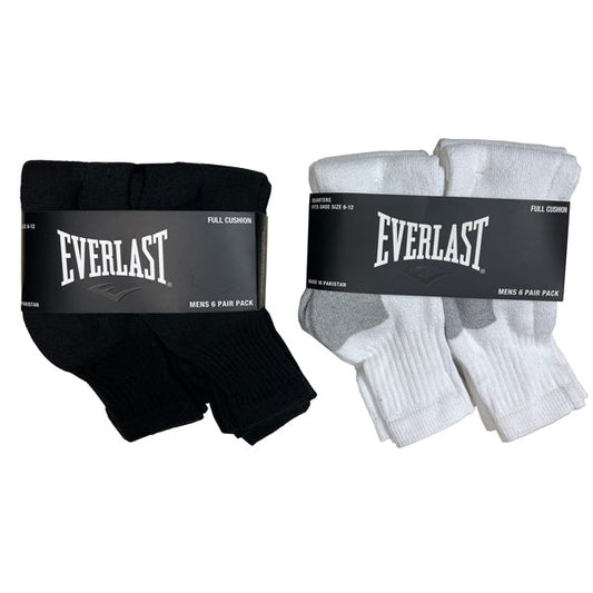 EVERLAST 6 PACK MENS QUARTERS SOCKS