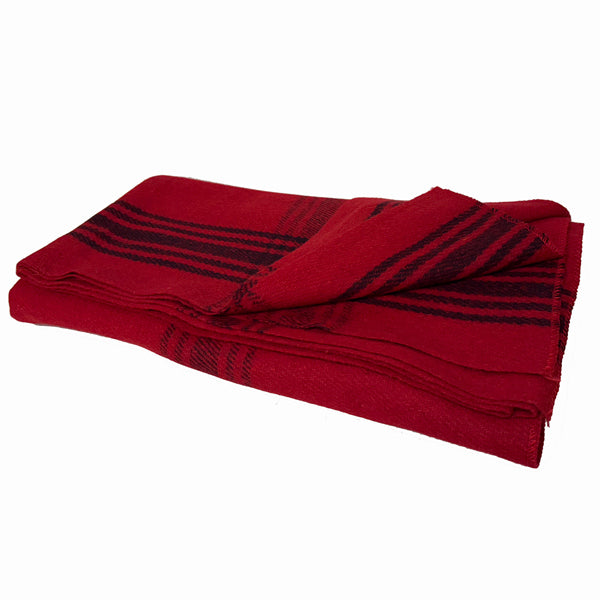 FOX OUTDOOR PRODUCTS® NAVY-STRIPED RED 70% WOOL BLANKET