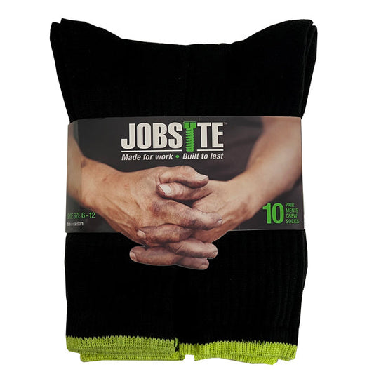 JOBSITE 10 PAIR MENS WORK CREW SOCKS
