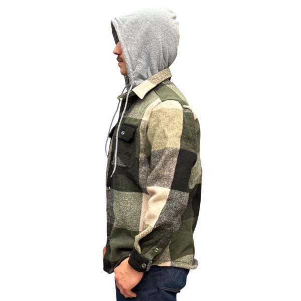 WORKSITE GEAR® MENS PLAID FLEECE-LINED HOODED JACKET