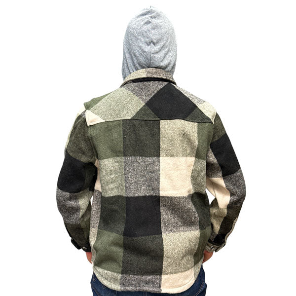 WORKSITE GEAR® MENS PLAID FLEECE-LINED HOODED JACKET