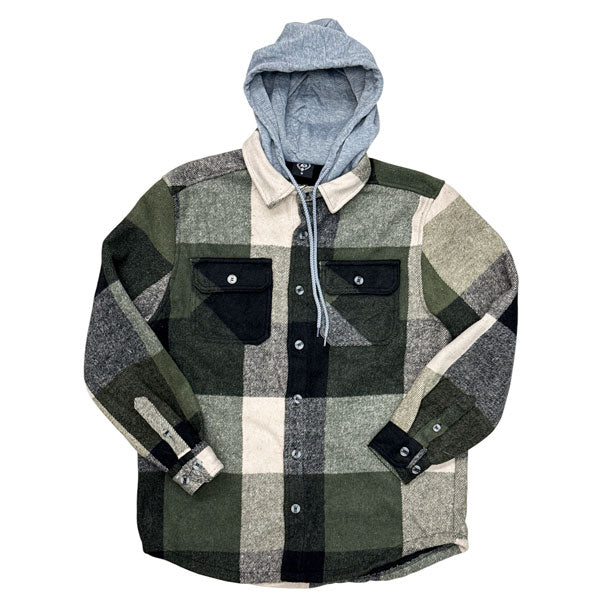 WORKSITE GEAR® MENS PLAID FLEECE-LINED HOODED JACKET