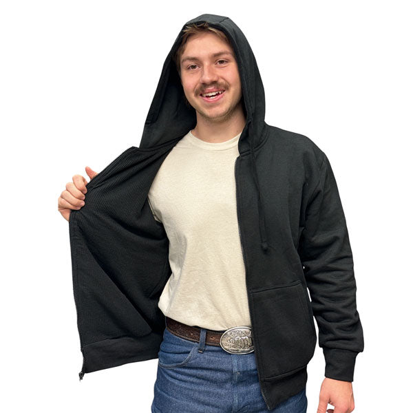 NORTH 15® MENS WAFFLE KNIT THERMAL LINED HOODED SWEATSHIRT