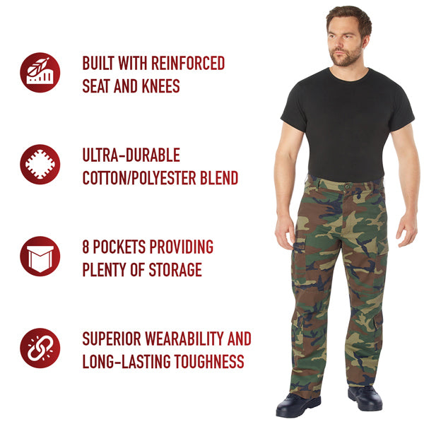 ROTHCO VINTAGE PARATROOPER CARGO FATIGUE WOODLAND CAMO PANTS