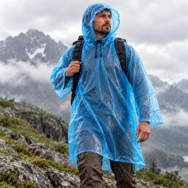 SE® EMERGENCY PONCHO WITH SLEEVES AND DRAWSTRING HOOD