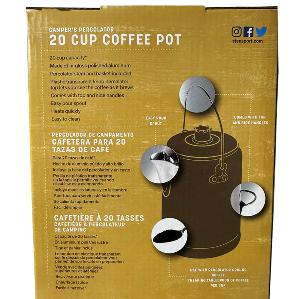 STANSPORT® 20 CUP COFFE POT - CAMPER'S PERCOLATOR