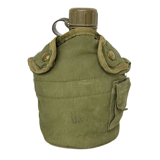 US GI SURPLUS USED 1QT OD CANTEEN WITH COVER
