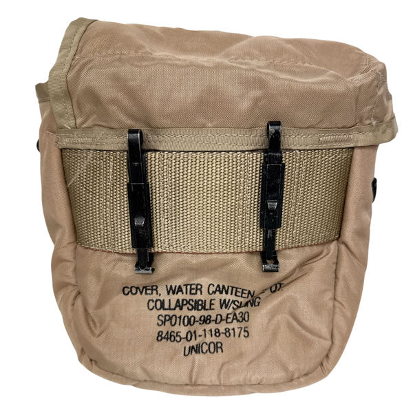 US SURPLUS 2QT COLLAPSIBLE NEW TAN CANTEEN COVER WITH SLING