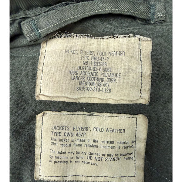 US MILITARY SURPLUS COLD WEATHER FLYER JACKET TYPE CWU-45/P