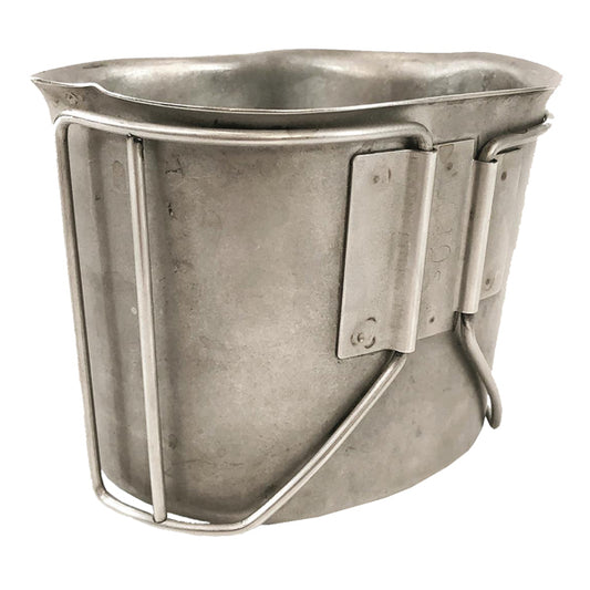 US GI STAINLESS STEEL CANTEEN CUP WITH WIRE HANDLES