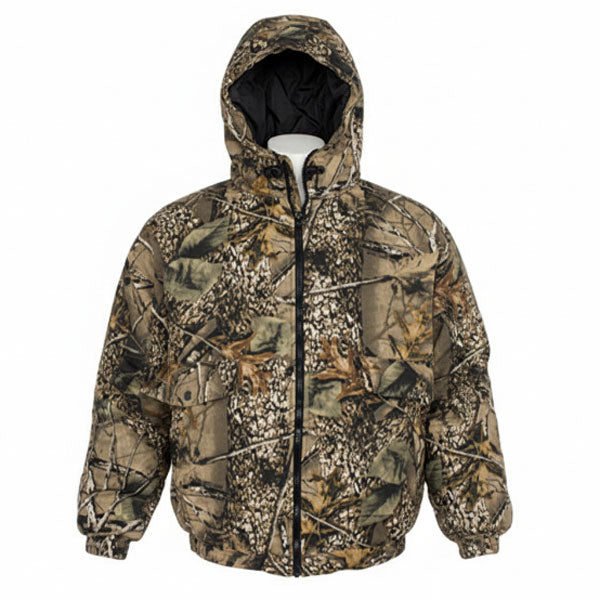 WORLD FAMOUS SPORTS® BURLY CAMO HOODED ZIPPERED JACKET