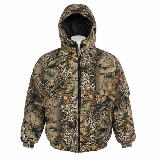 WORLD FAMOUS SPORTS® BURLY CAMO HOODED ZIPPERED JACKET
