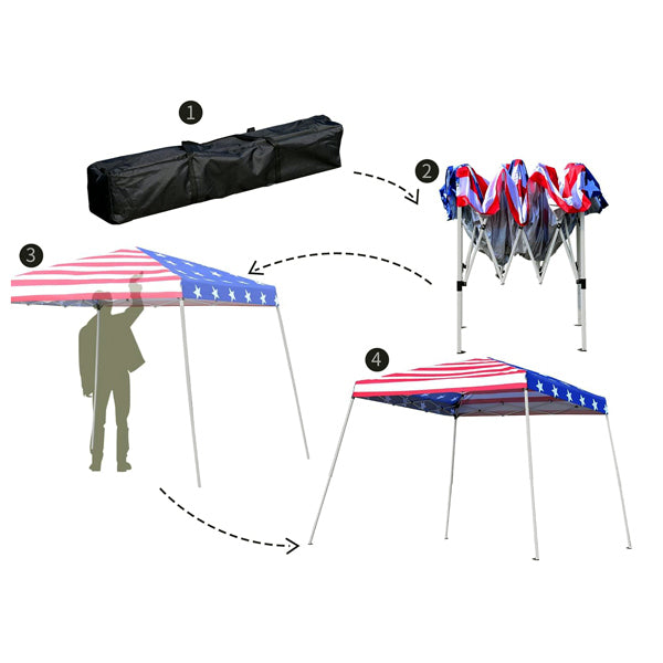 WORLD FAMOUS SPORTS® 10' X 10' STARS & STRIPES INSTANT CANOPY