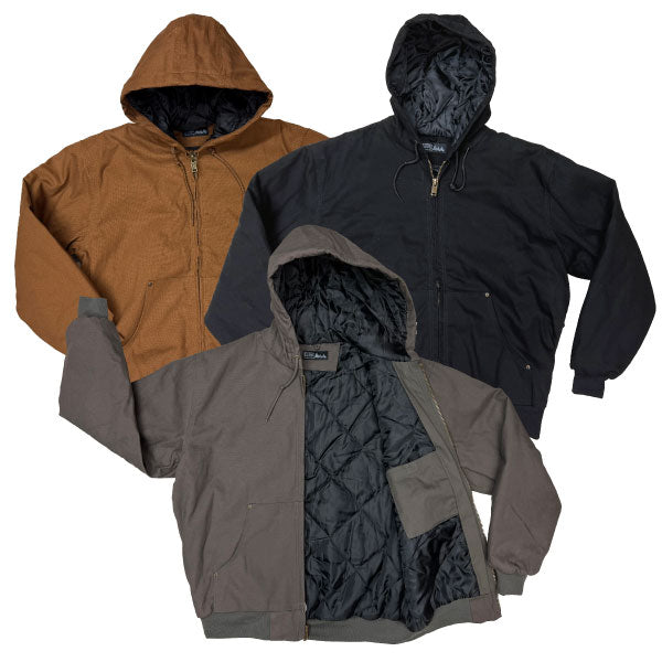 WORLD FAMOUS SPORTS MENS WORK CANVAS JACKET WITH HOOD