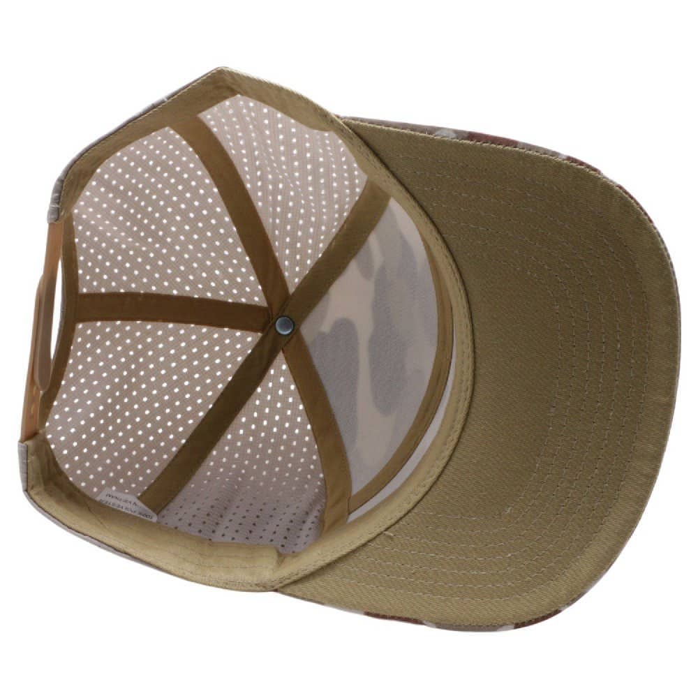 CAMBRIDGE CAMO CAMPER PERFORATED SNAPBACK HATS