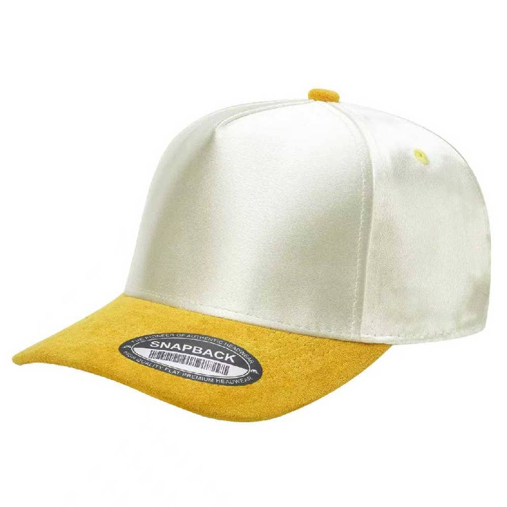 Satin Snapback Cap with Suede Bill