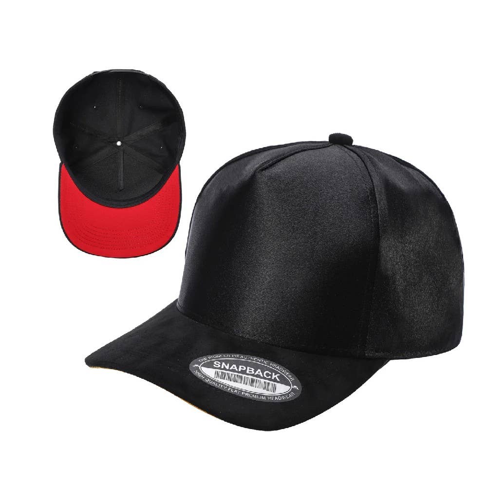 Satin Snapback Cap with Suede Bill