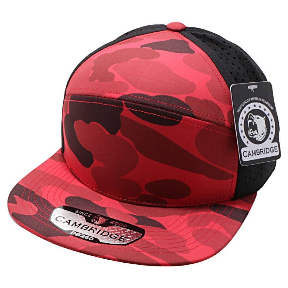 CAMBRIDGE CAMO CAMPER PERFORATED SNAPBACK HATS